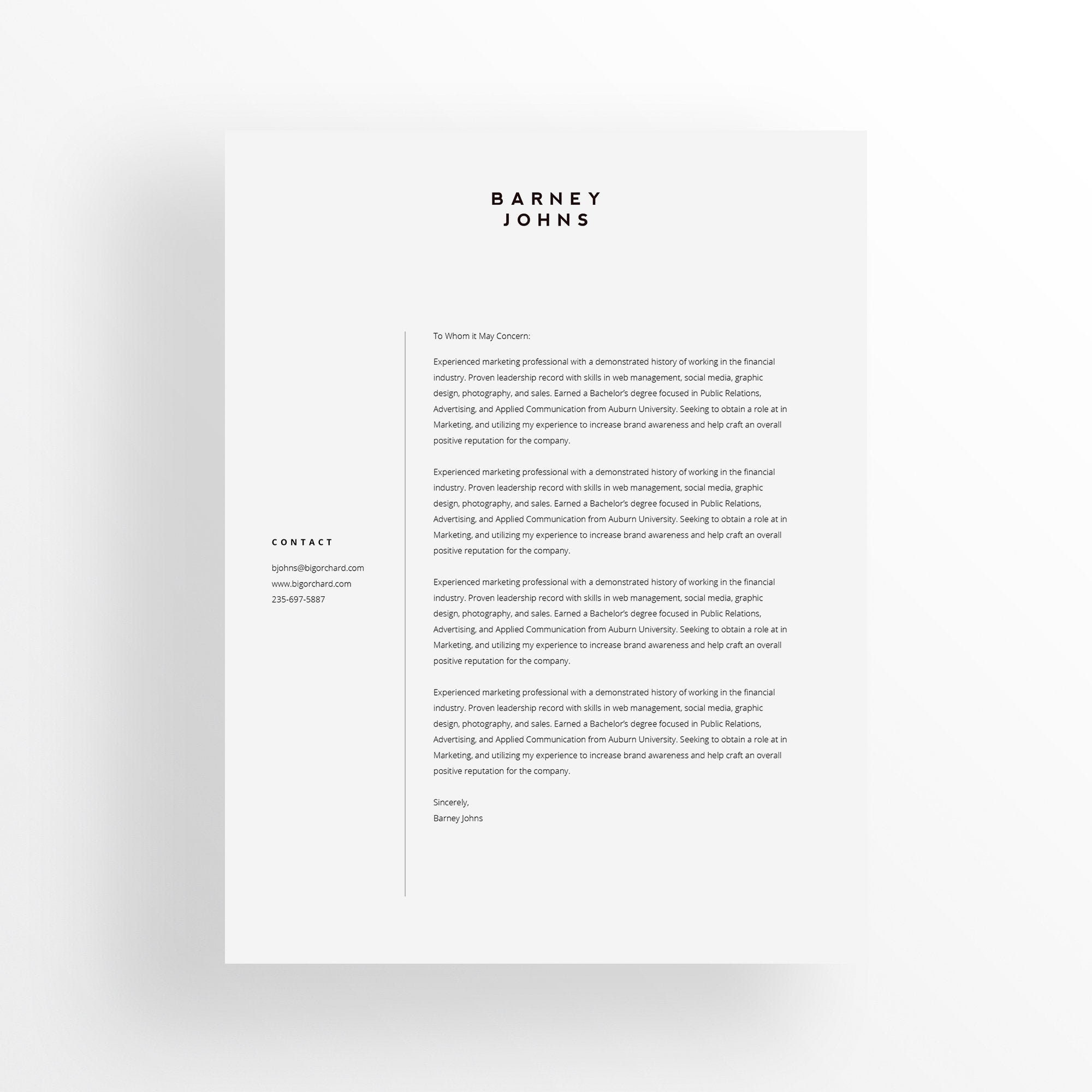 cover letter template minimalist