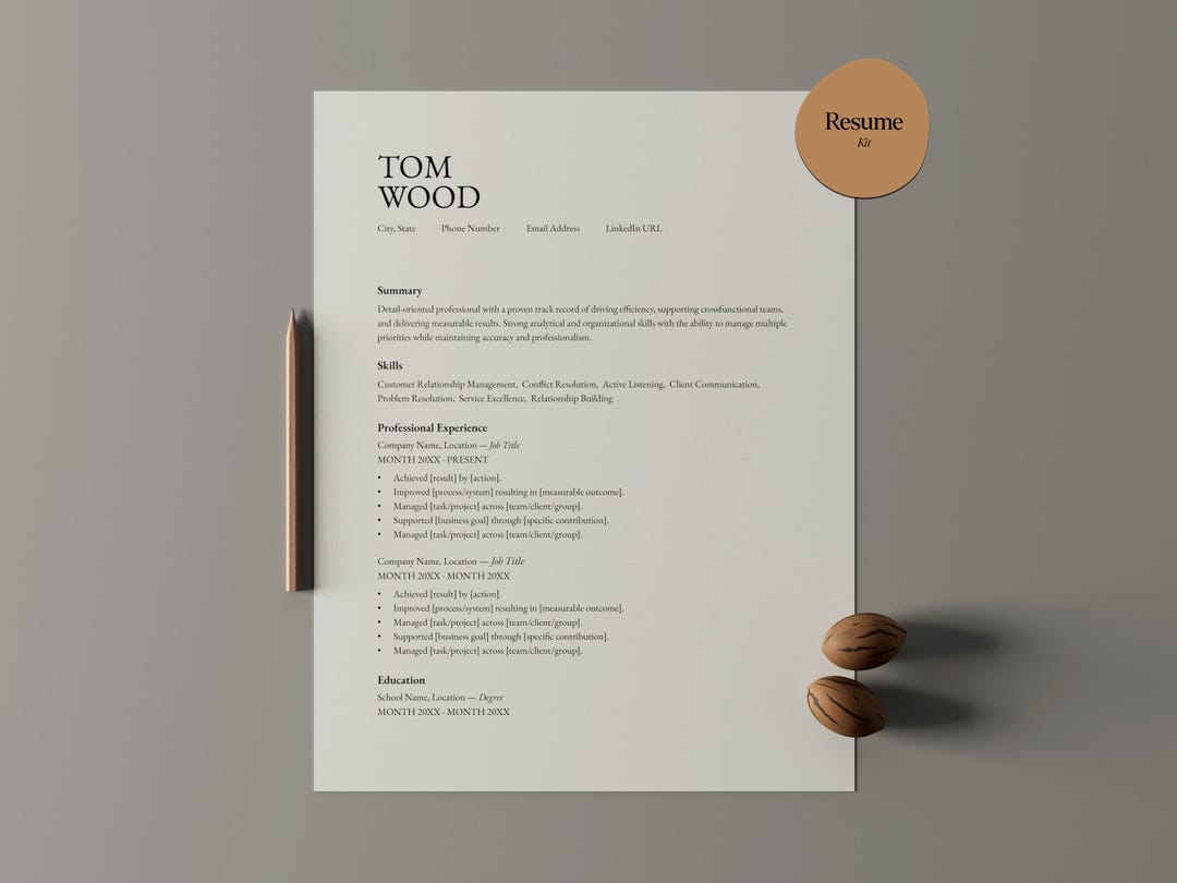 ATS Minimalist Resume Kit, Cover Letter, References Page, Professional ...
