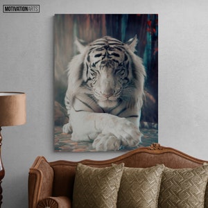 White Tiger Canvas Print, Office  Decor, Boss Gift, Office Wall Art, Canvas Wall Art, Entrepreneur Art Gift, Wall Decor