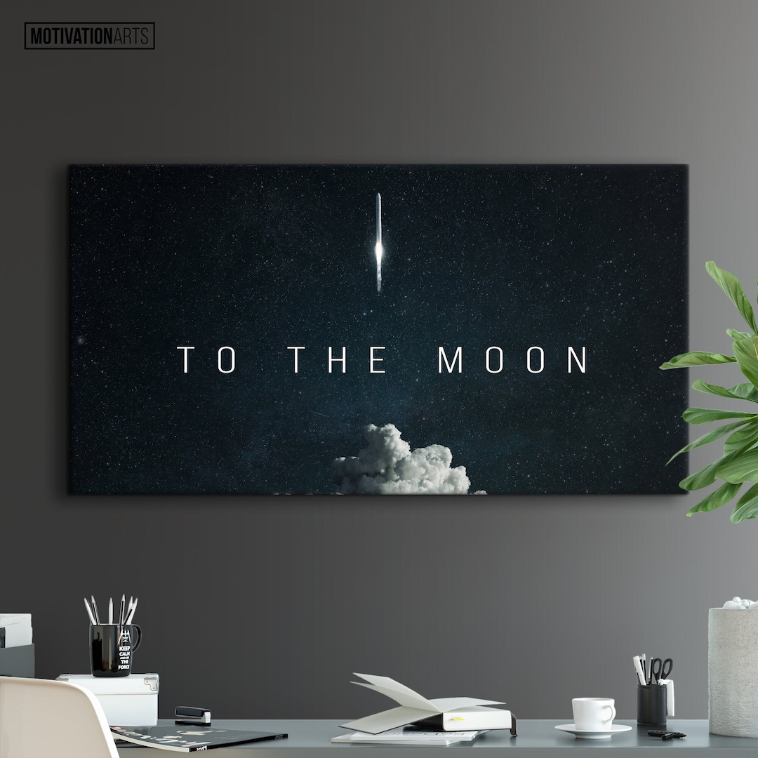 To the Moon Crypto Art, Bitcoin Crypto Canvas Print, Cryptocurrency Office Wall Art