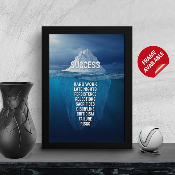 Succes Inspirational Wall Art Motivational Poster Print Framed Home Office Decor Office Gift Entrepreneur Quotes Mordern Iceberg Art
