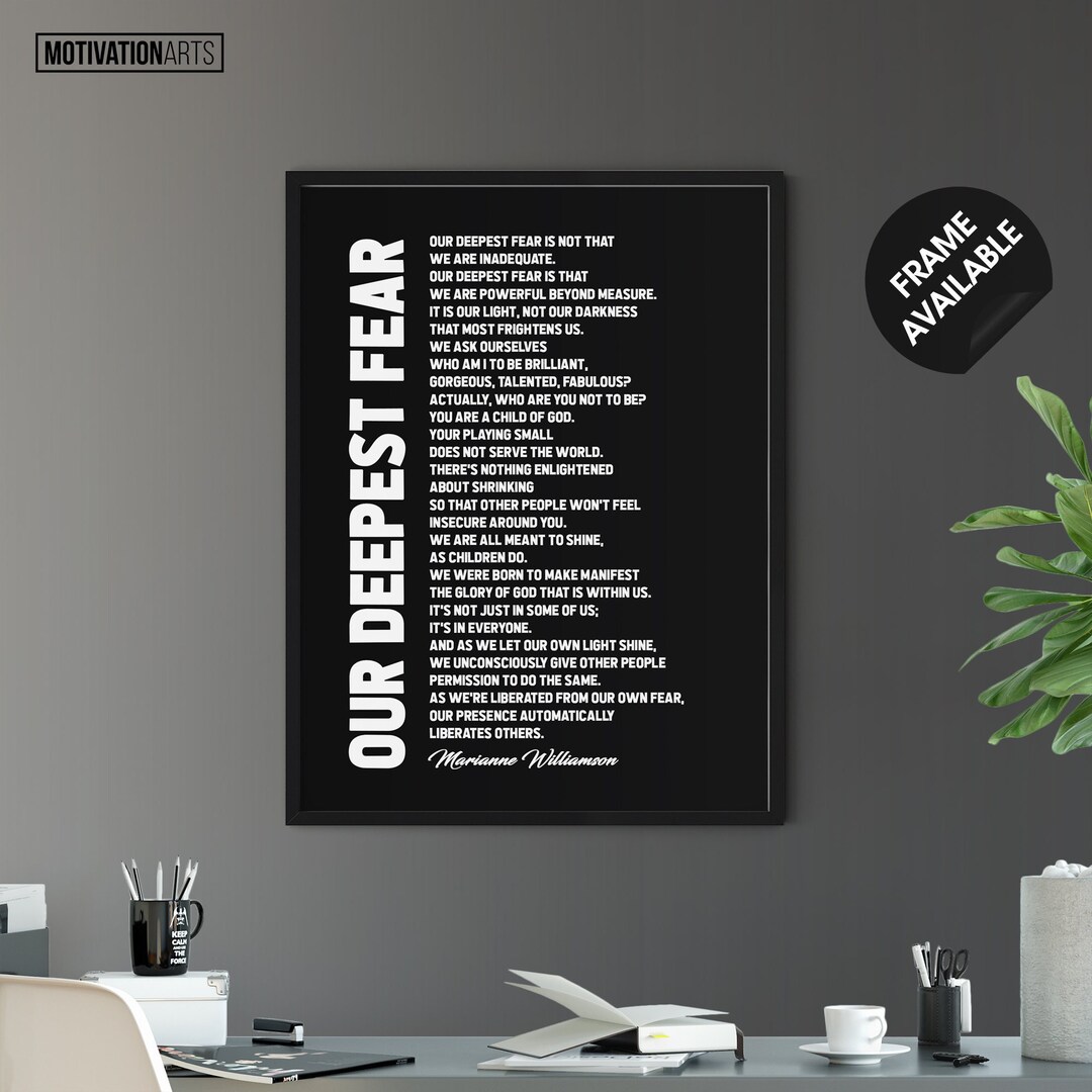 Our Deepest Fear Print, Motivational Quote Poster, Inspirational Print, Home Office Decor ...