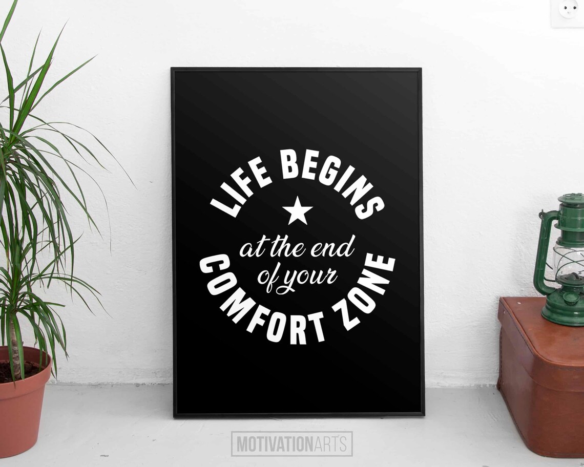 Comfort Zone Printable Wall Art Motivational Quotes Home Etsy