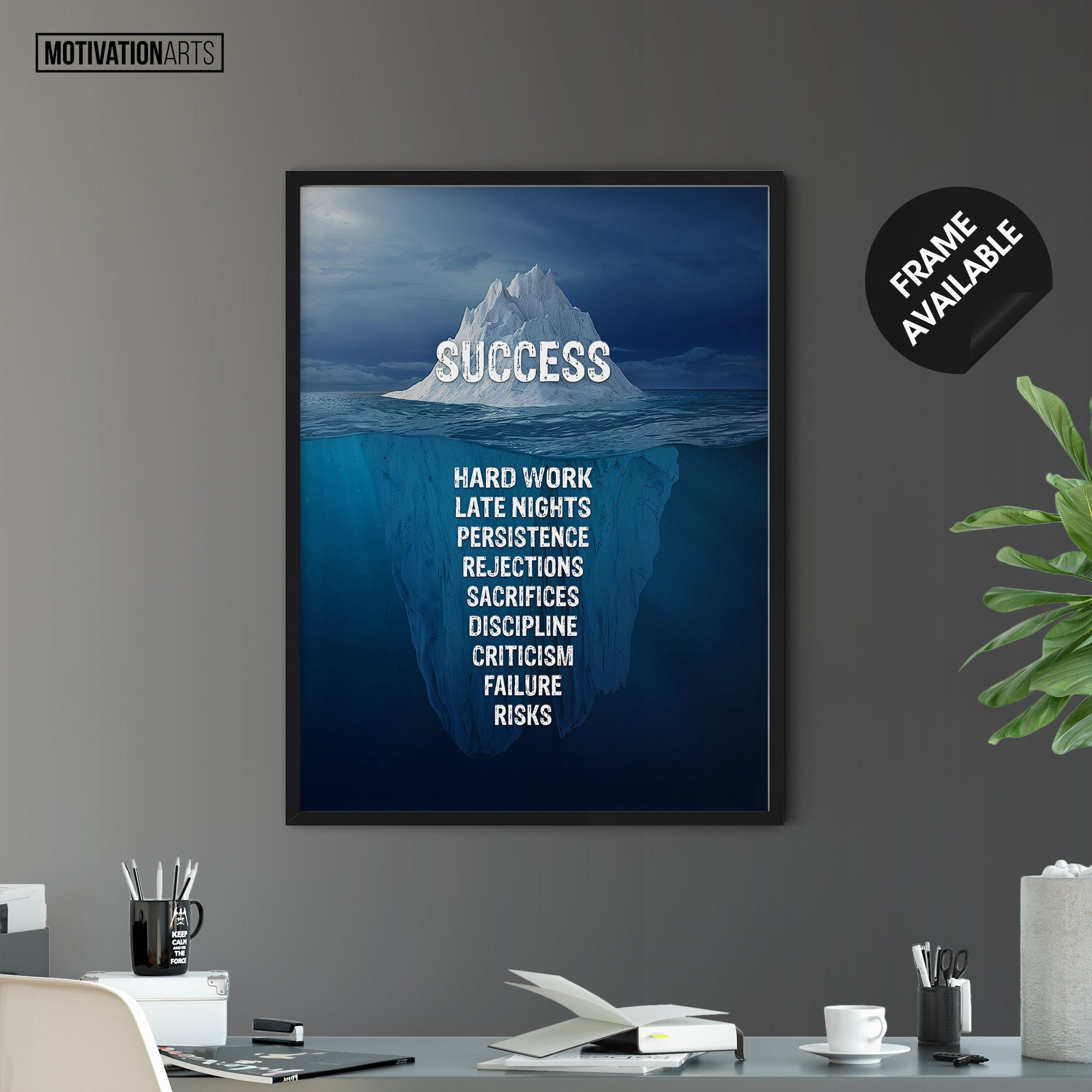 Motivational Inspirational Quote Wall Art Canvas Poster Print Iceberg Of Success 