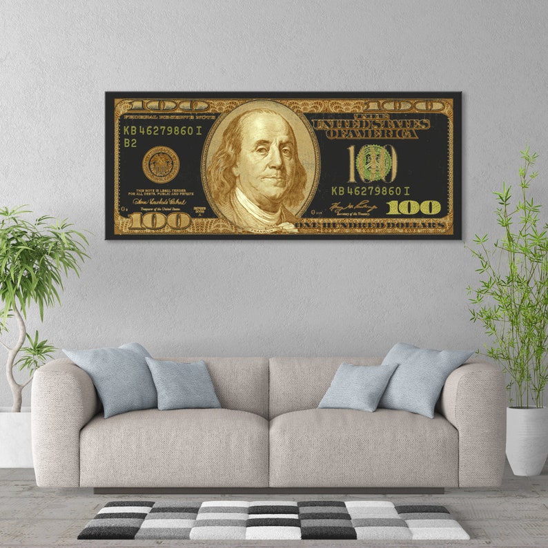100 Dollar Bill Canvas Print Money Art Office Wall Art Etsy