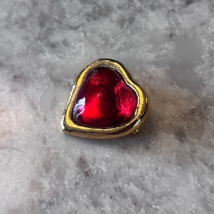 Vintage YVES SAINT LAURENT  Small Red Heart Brooch