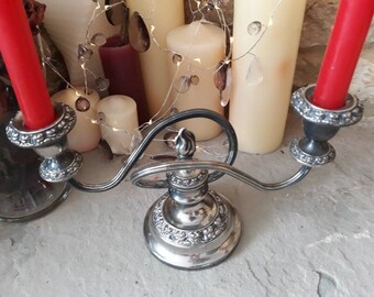 Vintage silver twist candelabra for 2 candles - Dnd5e- Dungeons and Dragons - RPG - Perfect gift
