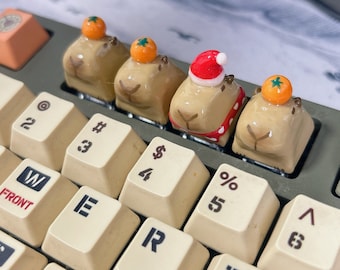 Handmade capybara keycap mechanical keyboard caps clay Xmas capybara snowman decoration Christmas gift for friend Customized keycaps