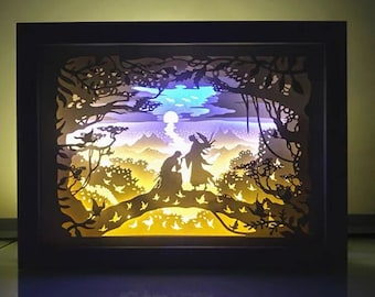 Tian Guan Ci Fu scene 3D paper cutting lights decoration TGCF Hua Cheng Xie lian Silhouette Home Decor Christmas gift for friend