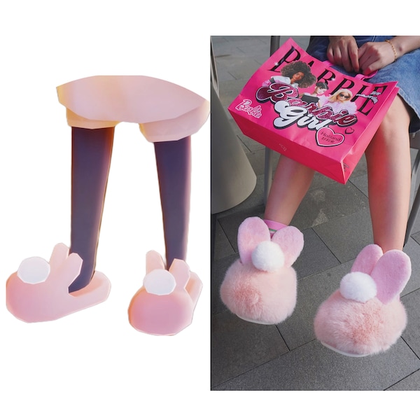 Fluffy style bunny slippers sky cotl cosplay prop house slippers gift for friends