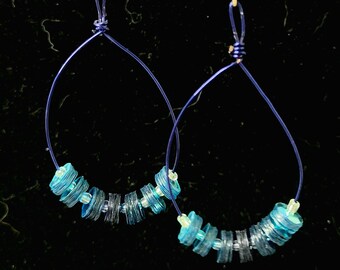 Blue Ombre Sequin and Wire Earrings