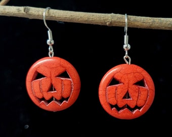Orange Jack-O-Lantern Earrings