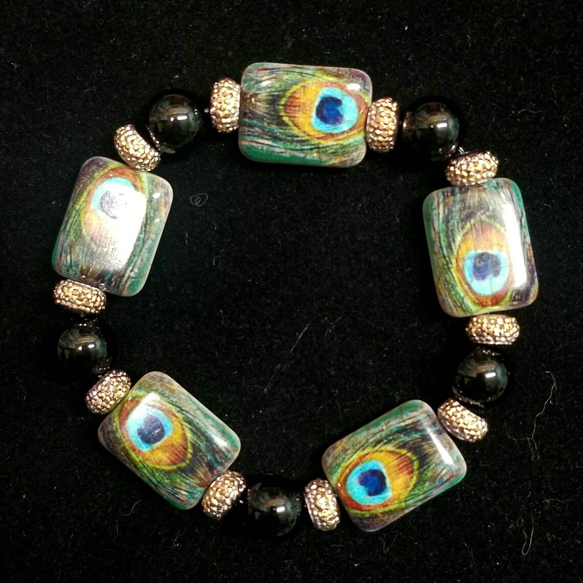 Peacock Feathers Bracelet Etsy