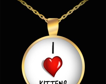 Cat Necklace - I love kittens gold pendant necklace - cat mom gift, kitten lover, gifts for cat lovers, kitty necklace, gift for girls