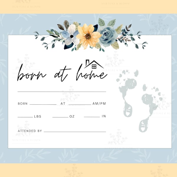 Home Birth Certificate, Born at Home, Midwife Client Handout, Baby Keepsake, Commemorative Birth Certificate, Birth Statistics