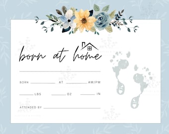 Home Birth Certificate, Floral Baby Keepsake (PDF)