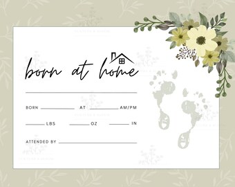 Home Birth Certificate, Born at Home, Midwife Client Handout, Baby Keepsake, Commemorative Birth Certificate, Birth Statistics