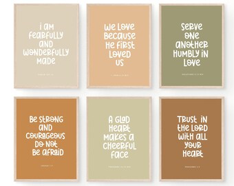 Kids Bible Verse Posters for Nursery, Scripture Wall Art, Church Sunday School, Christian Educational Printable, Preschool Classroom Decor