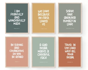 Kids Bible Verse Posters for Nursery, Scripture Wall Art, Church Sunday School, Christian Educational Printable, Preschool Classroom Decor