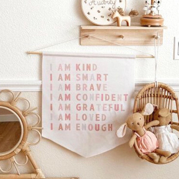 Affirmations for Kids Nursery Banner / Neutral Nursery Decor / Inspirational Nursery Decor / Self Love Affirmations / Playroom Wall Decor