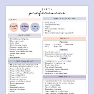 Birth Plan Template, Birth Plan Printable, Natural Birth Plan, Birth Plan Template Simple, Birth Plan Editable, Birth Plan Canva