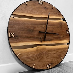 Minimalist Wooden Wall Clock Round Natural Wood Clock for Living Room or Office Rustic Modern Home Decor Gift for Housewarming or Wedding