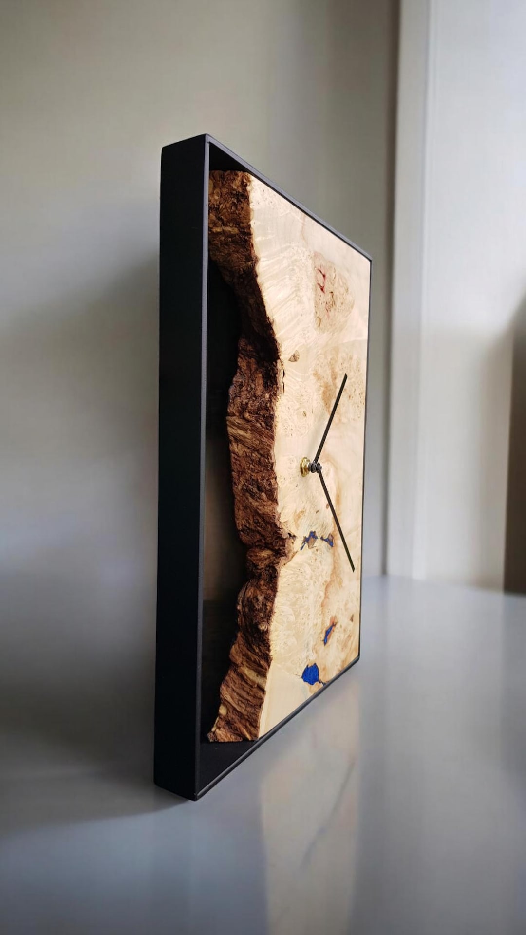 Natural Wood Slab Clock, Live Edge Solid Wood Wall Clock, Minimalist ...