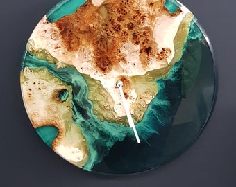Holz und Harz Ocean Wanduhr: Küstendekor, Strandhaus-Stil