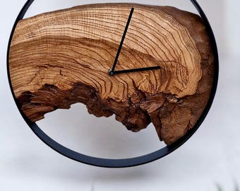 Wooden Wall Clock Walnut Living Room Decor Modern Design Gift for Him