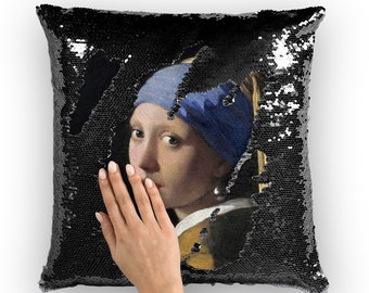 Classic Dutch Painting Girl with a Pearl Earring by Vermeer Throw Pillow Cover Fine Art Pillow Case Sofa Cushion 14x14 16x16 18x18 20x20