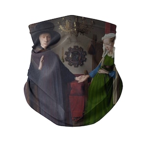 The Arnolfini Portrait Neck Gaiter Face Mask, Jan van Eyck, With Carbon Filter, Protective Neck Gaiter Mask, Reusable Face Mask Artwork Mask