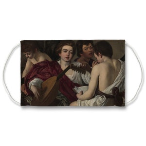 The Musicians Face Mask, Caravaggio, Funny Face Mask, Washable face mask, Funny Reusable Face Mask for Adults and Kids Size, Protective Mask