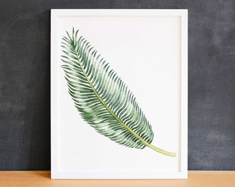Tropical Palm Leaf Print | Scandinavian Botanical Wall Art | Minimalist Green Leaves Decor