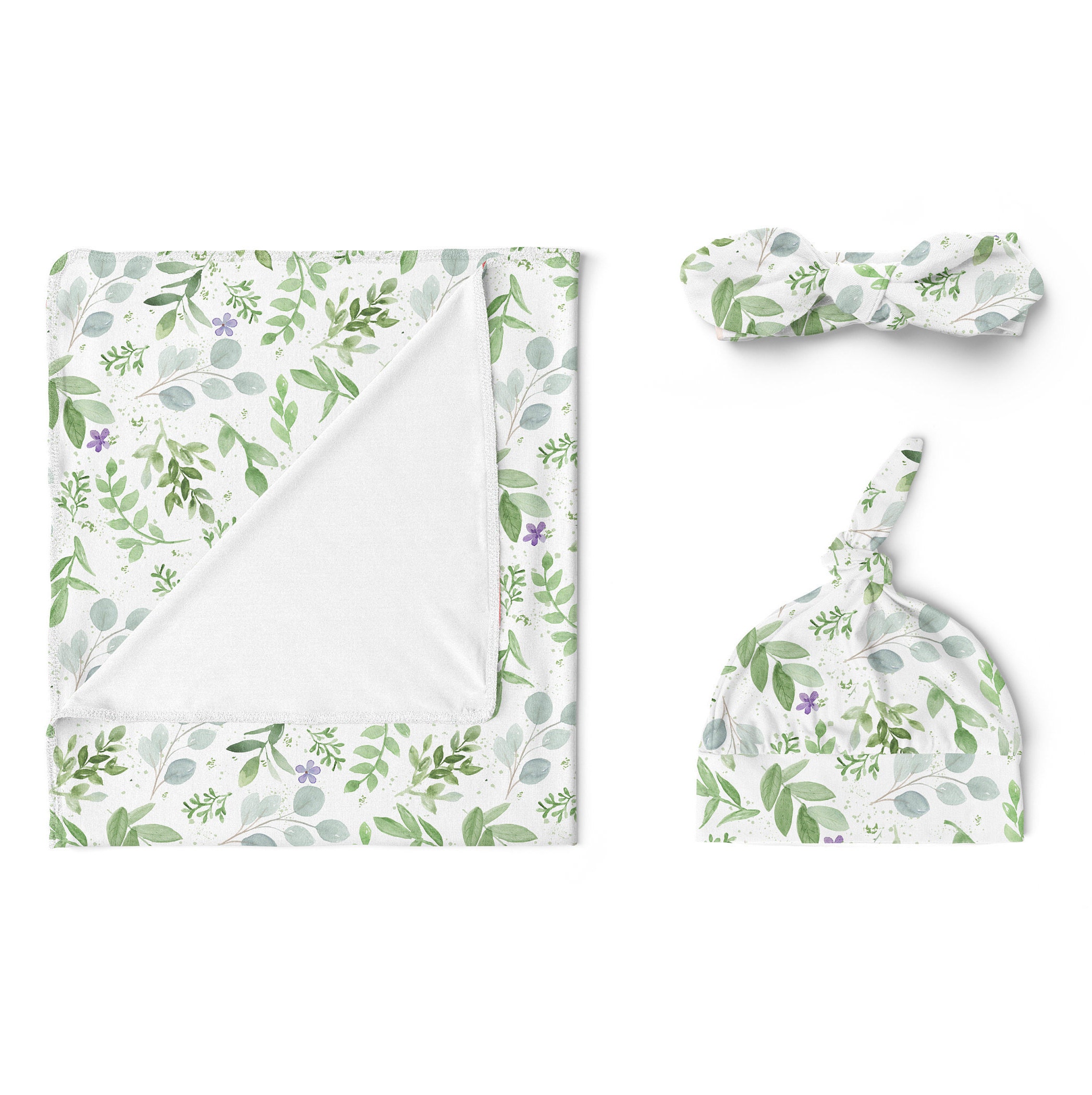 Eucalyptus and Lavender Swaddle Set Botanical Baby Blanket Etsy