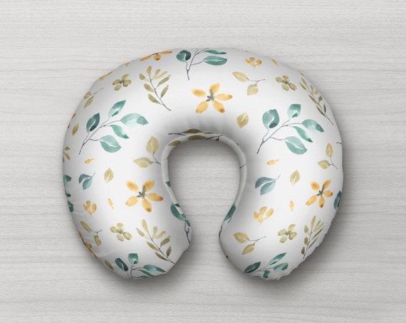 Organic Cotton Yellow and Green Floral Boppy Nursing Pillow Cover Fairy Tale