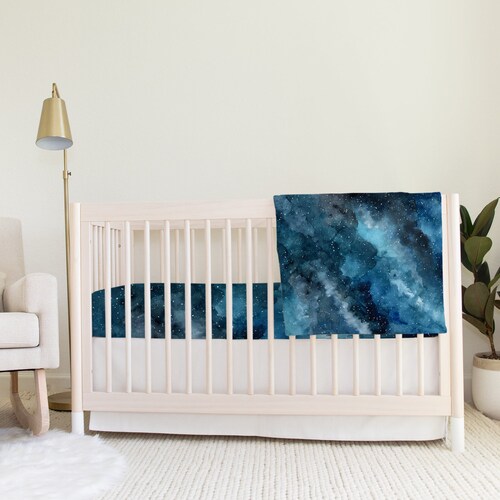 Blue Galaxy Crib Sheet Cosmic Space Baby Bedding Celestial Etsy Canada
