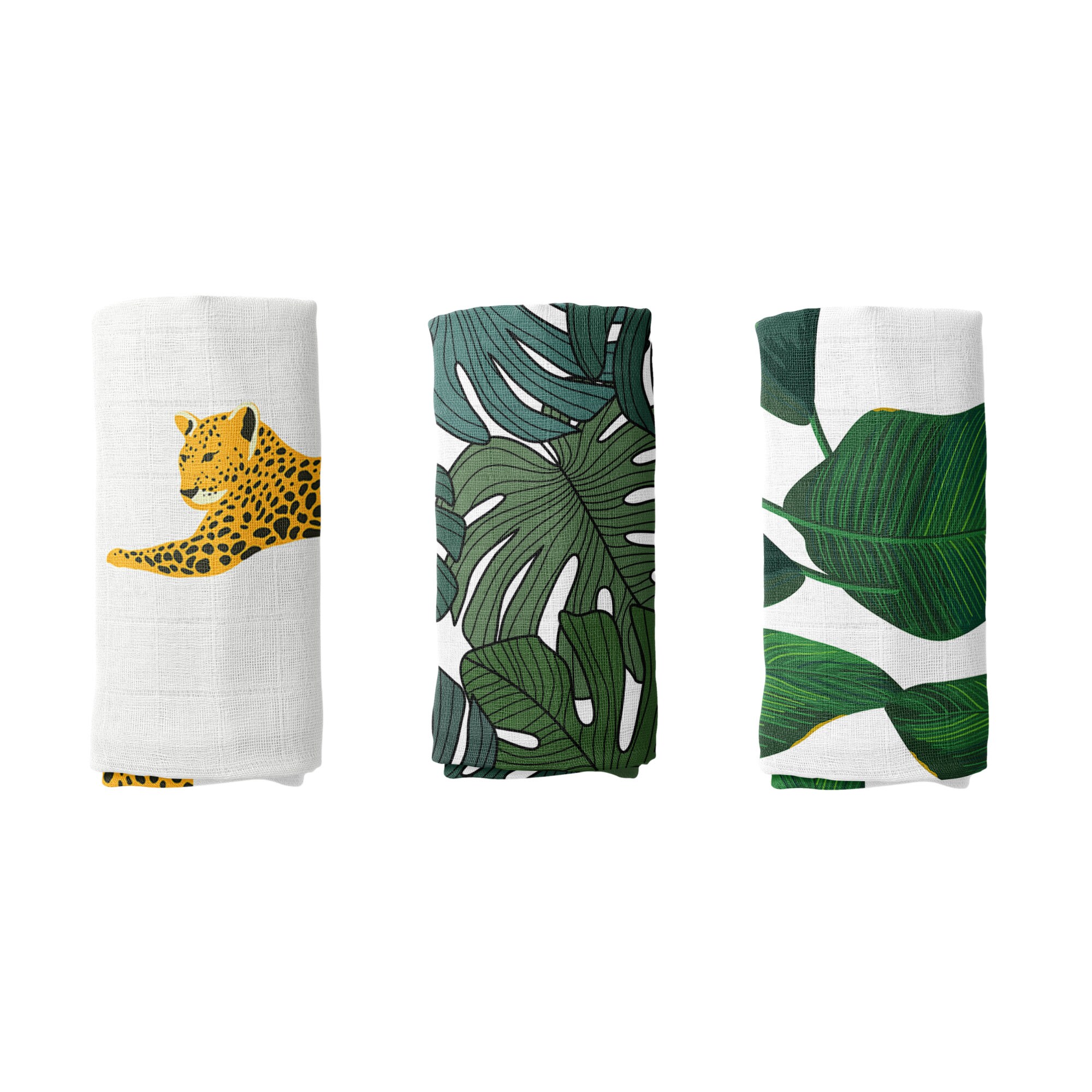 Set of 3 Jungle Swaddles Banana Leaves Baby Blanket Safari Etsy