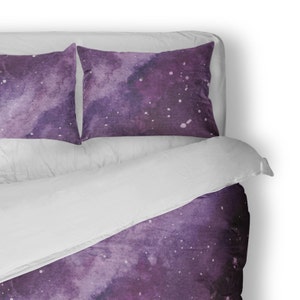 Purple Galaxy Kids Bedding Set - Cotton Duvet Cover - Twin - Double - Queen - King - Pillowcases - Shams - Gender Neutral Cosmic Bedroom