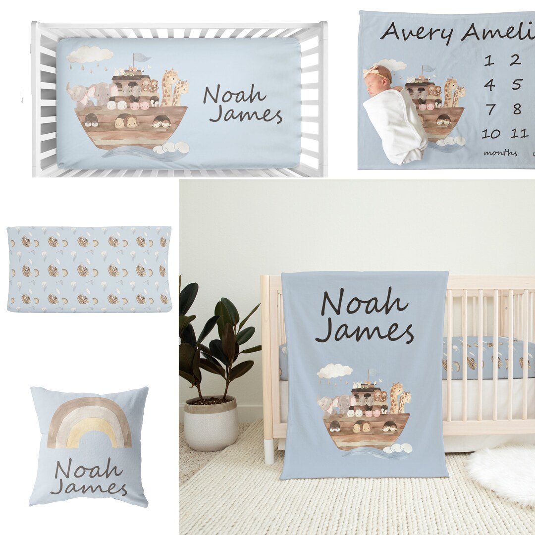 Noah's Ark Crib Bedding Mini Crib Sheets Christian Etsy