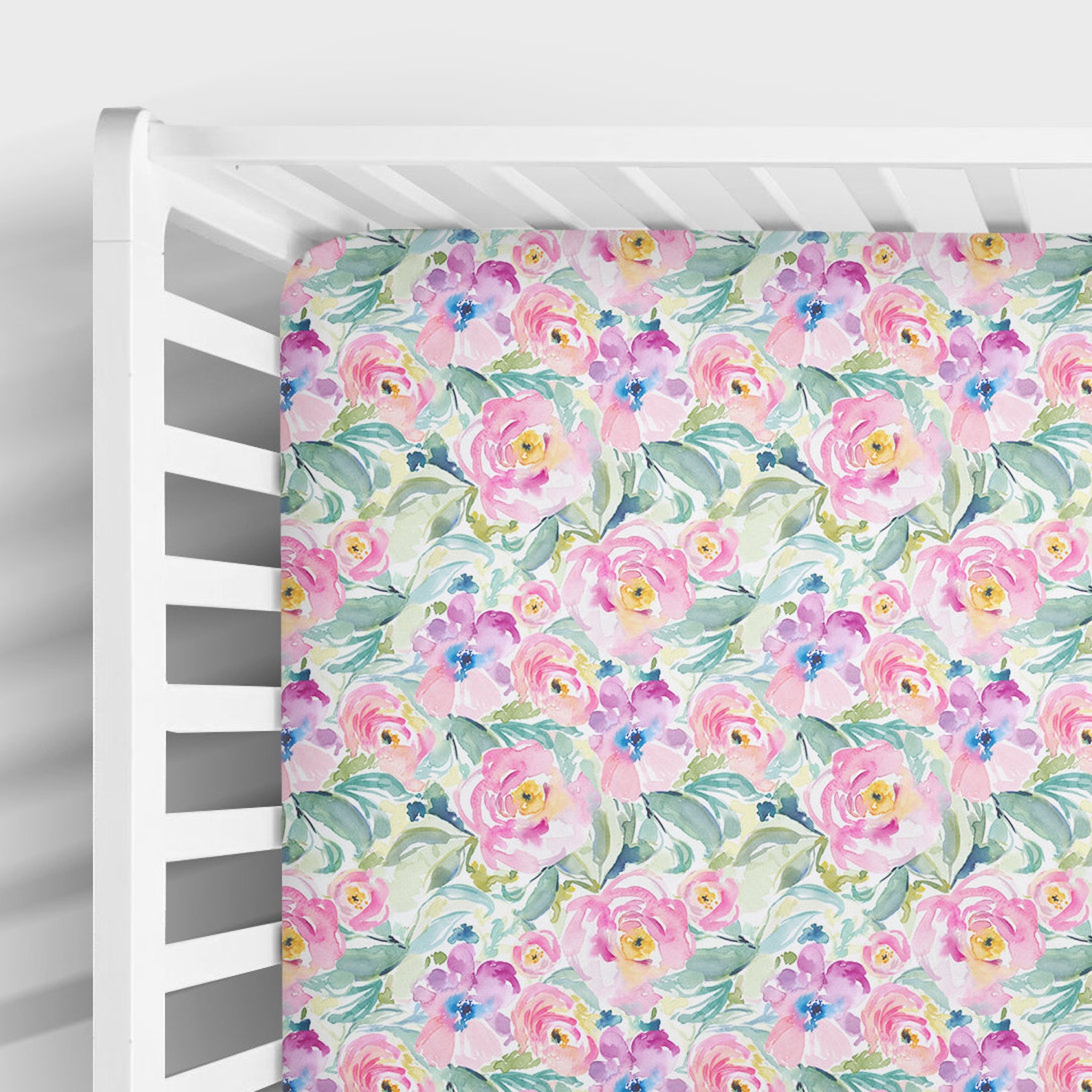 Pink Tulips Crib Fitted Sheet Boho Baby Bedding Boho Crib Etsy