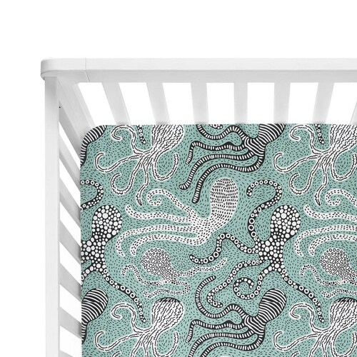 Blue Octopus Crib Sheet Under the Sea Nursery Marine Baby Etsy