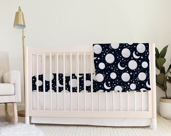 Planets and Stars Crib Bedding Set - Baby Shower Gift - Baby Bedding Set - Celestial Gift Set - Space Crib Fitted Sheet - Nursery Decor