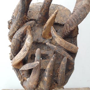 African Art Tribal Arts - Superb Natural Bété Horn Mask - African Art Africana Afrikanische Kunst - 44 cm