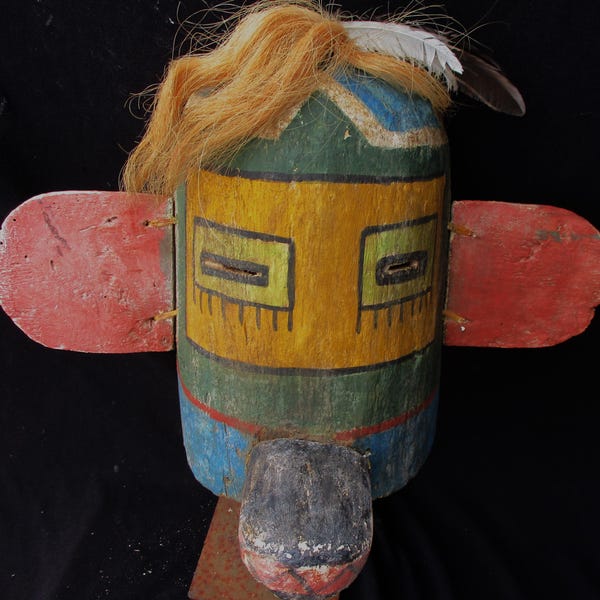 Hopi Kachina wooden helmet mask, 34 cm