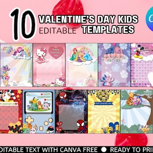 10 bearbeitbare Valentinstag Leckereien Jumbo Kartenvorlagen Bundle, druckbereit, digitaler Download, 11,7 x 16,5, Kinder, Jungen, Mädchen, Geburtstag