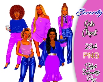 Sorority Girls Clipart, Sisterhood Clipart, Sorority Clipart, Sister Girls Clipart, Black Women Clipart, African American Clipart.
