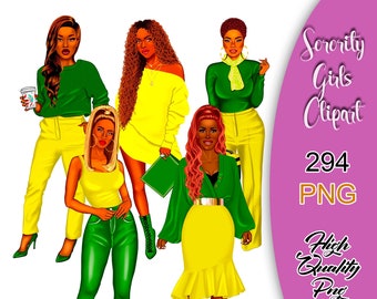 Sorority Clipart, Sister Girls Clipart, Sorority Girls Clipart, Sisterhood Clipart, Black Girl Clipart, Planner Babe Clipart.