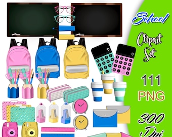 Schule Clipart Set, Schule Clipart Kit, Schule Clipart, Schule Planer Clipart, Schule Elemente, Planer Schule Clipart.