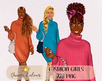 Fashion Girl Clipart Boss Lady Clipart Business Woman Clipart Afro Girl Clipart Planner Babe Clipart Black Girl Clipart Planner Girl PNG.