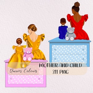 Mothers Day Clipart, Children Clipart, Mother Son Clipart, Mother Daughter Clipart, Mom Clipart, Mom Boy Clipar,t Mom Girl Clipart.